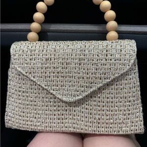 Elegant Cream and Gold Women's Handbag